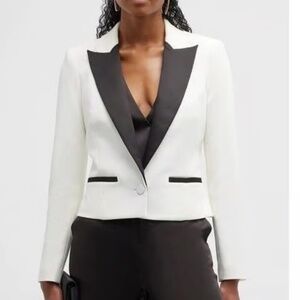 L'AGENCE Chic Crop Scarlet Tuxedo Blazer Jacket Sz 0 NEW $595!!